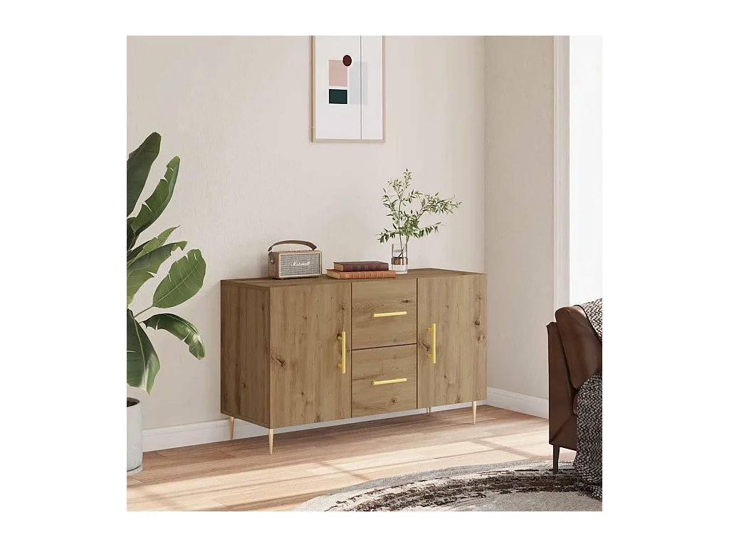 Buffet chêne artisanal 100x36x60 cm bois d'ingénierie