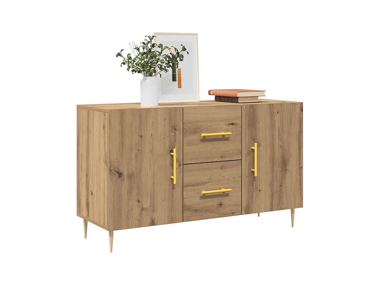 Buffet chêne artisanal 100x36x60 cm bois d'ingénierie