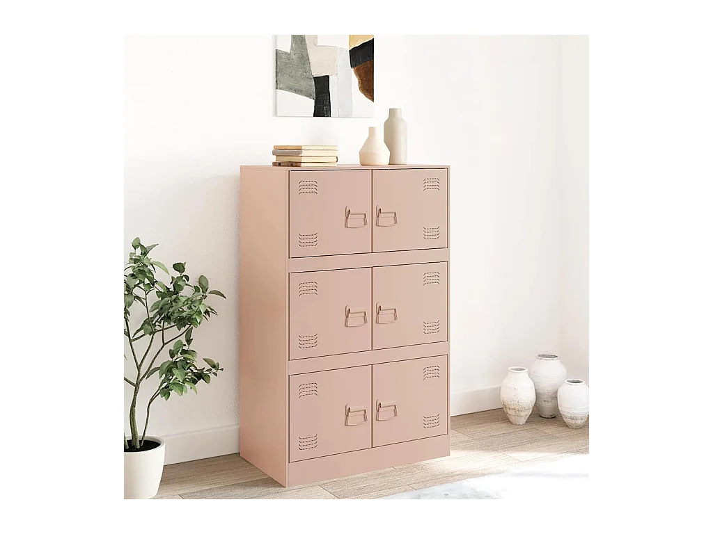 Buffet rose 67x39x107 cm acier