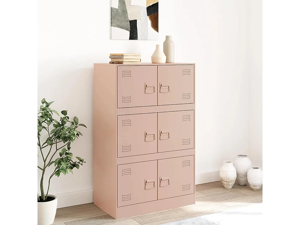 Buffet rose 67x39x107 cm acier