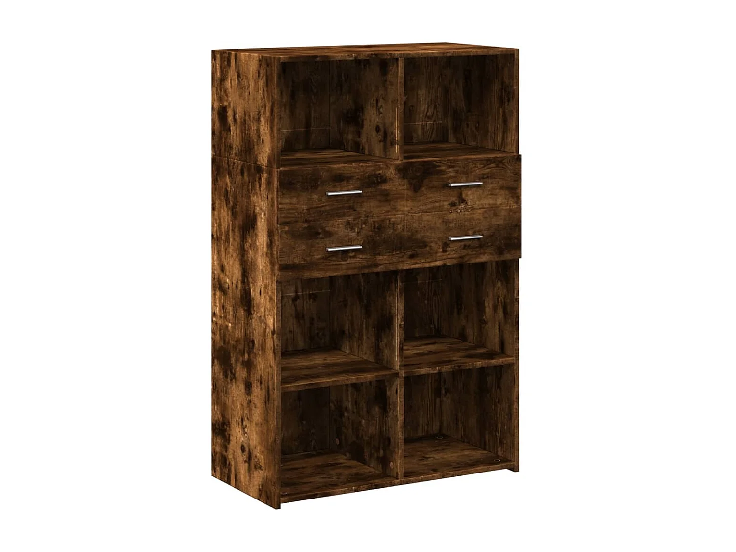 Buffet haut chêne fumé 80x42,5x124 cm bois d'ingénierie