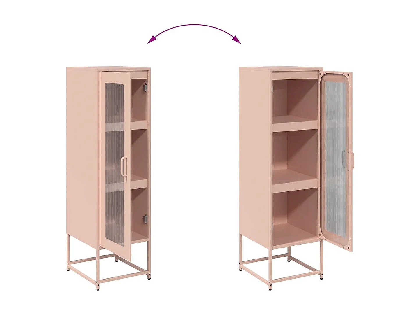 Buffet haut rose 36x39x123 cm acier laminé à froid