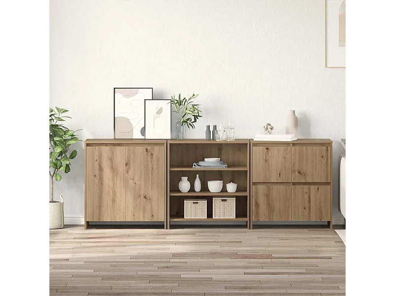 Tableros Lateral 3 piezas Roble artisan 70 x 41 x 75 cm