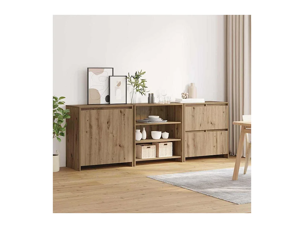 Tableros Lateral 3 piezas Roble artisan 70 x 41 x 75 cm