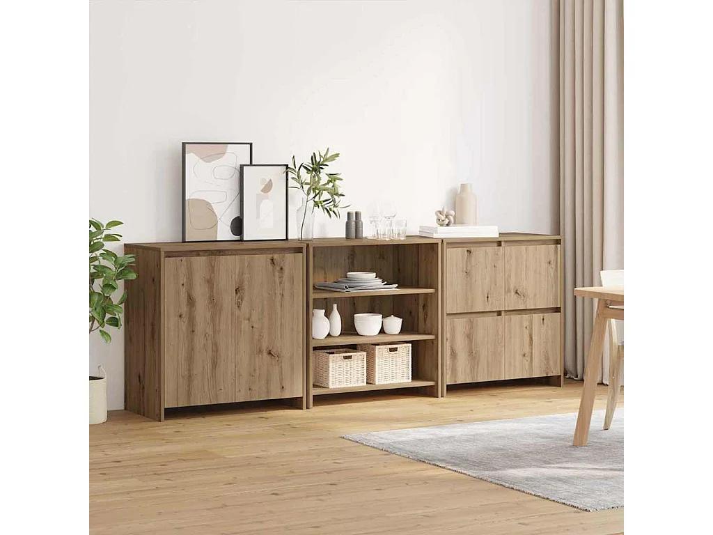 Buffets 3 pièces chêne artisanal 70 x 41 x 75 cm Bois d'ingénierie