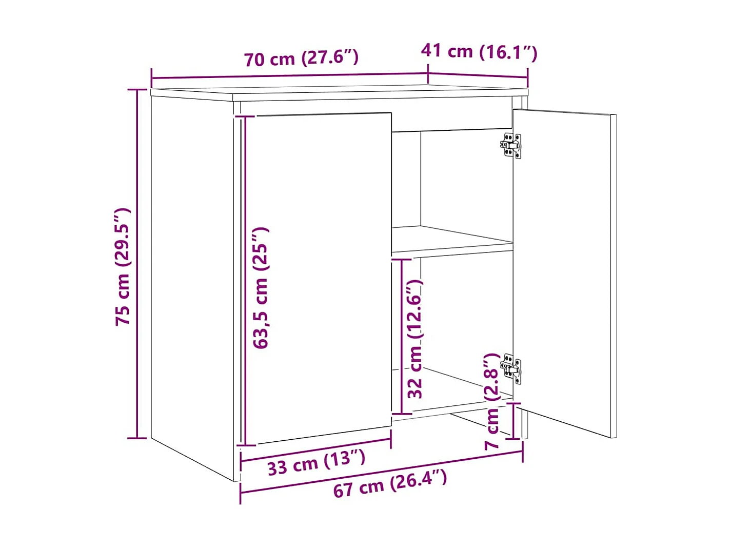 Buffets 3 pièces chêne artisanal 70 x 41 x 75 cm Bois d'ingénierie