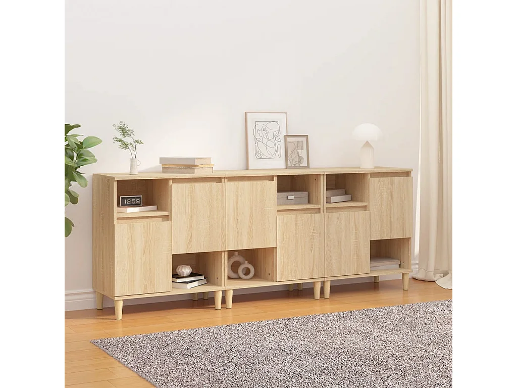 Buffets 3 pièces chêne sonoma 60x35x70 cm bois d'ingénierie