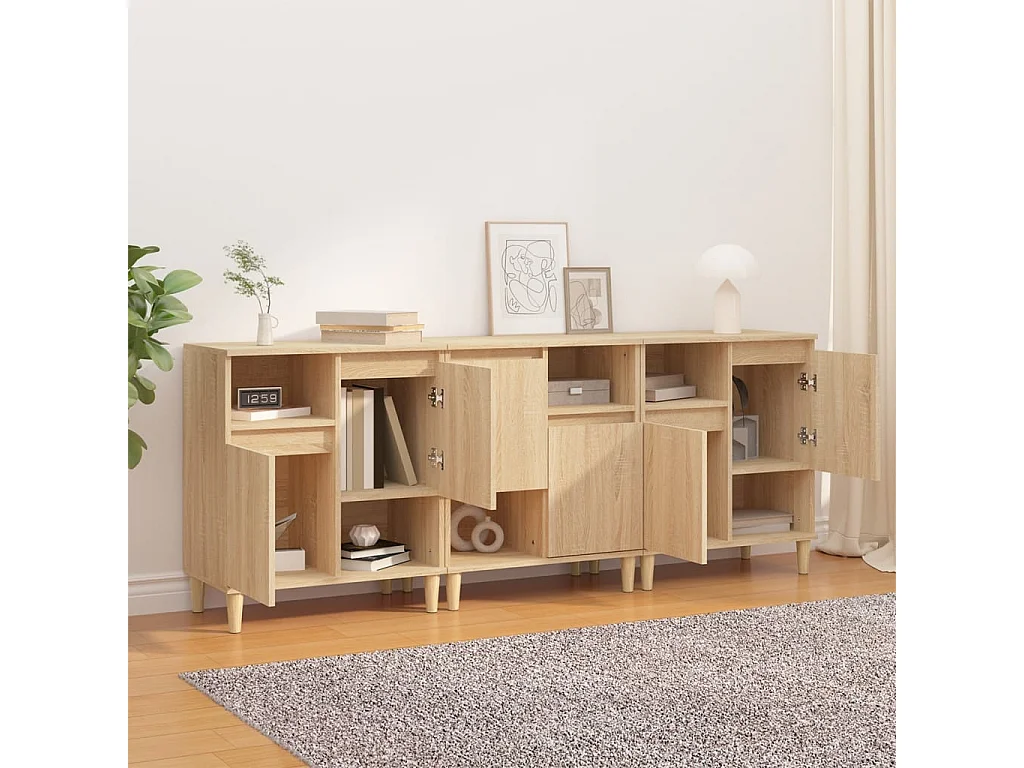 Buffets 3 pièces chêne sonoma 60x35x70 cm bois d'ingénierie