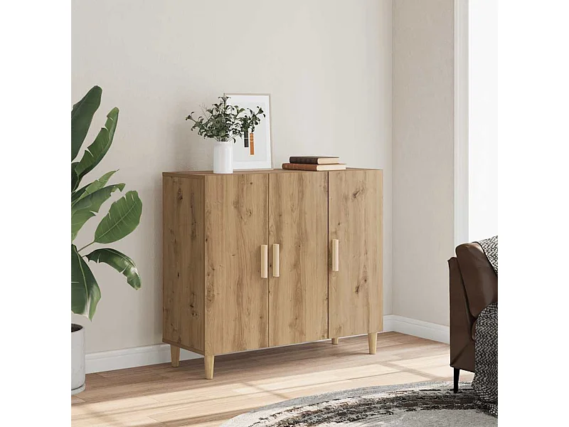 Buffet chêne artisanal 90x34x80 cm bois d'ingénierie