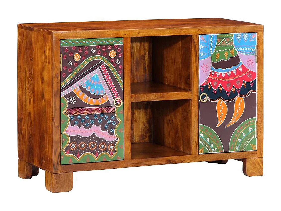 Aparador multicor 90x35x60 cm madeira de acácia maciça