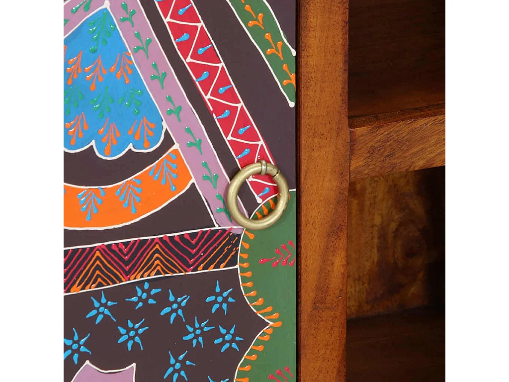 Aparador multicor 90x35x60 cm madeira de acácia maciça