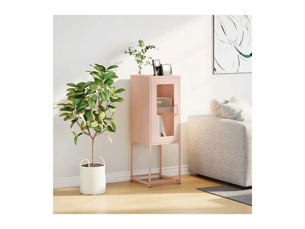 Buffet rose 36x39x107 cm acier laminé à froid