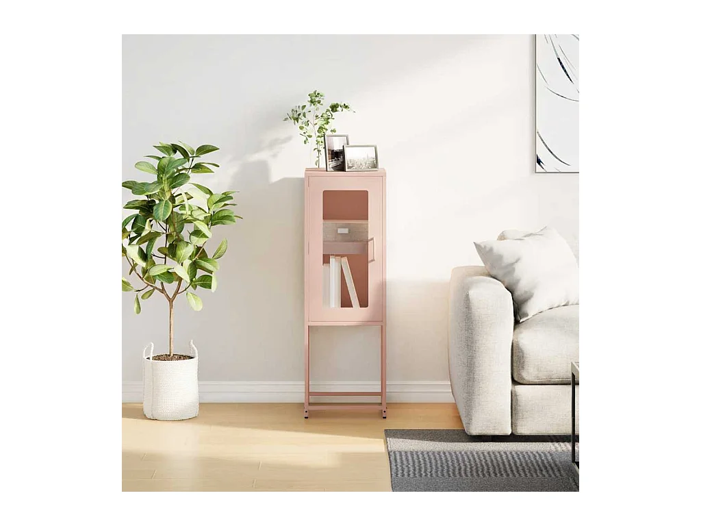 Buffet rose 36x39x107 cm acier laminé à froid