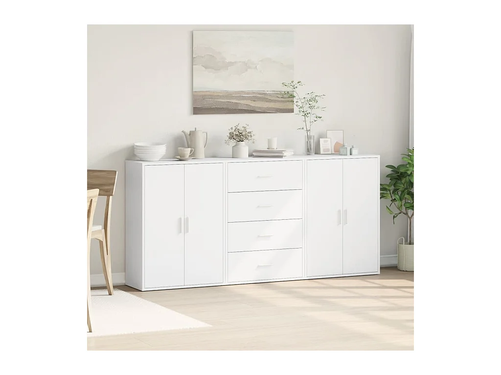 Buffets 3 pièces blanc 60x31x84 cm bois d'ingénierie