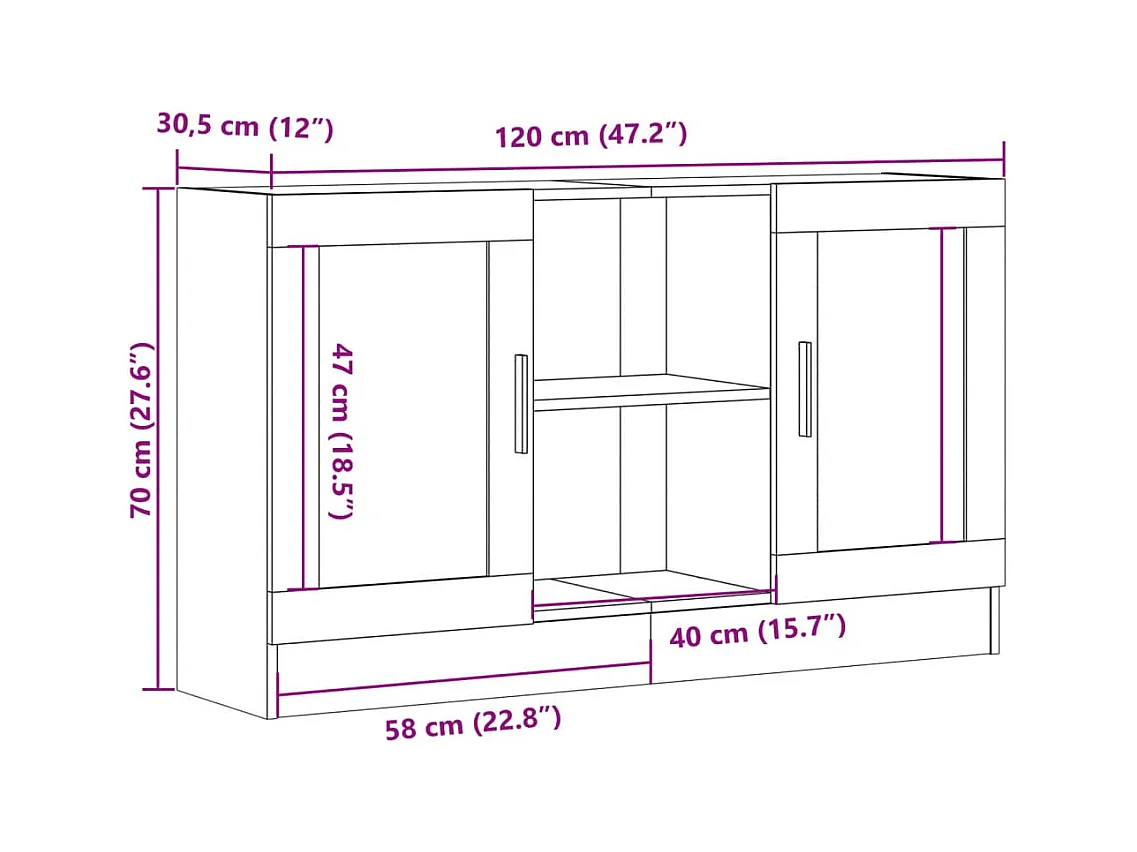 Buffet vieux bois 120x30,5x70 cm bois d'ingénierie