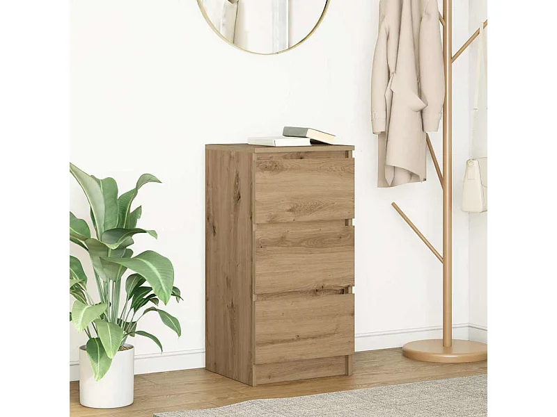 Buffet chêne artisanal 37,5x35x76 cm bois d'ingénierie