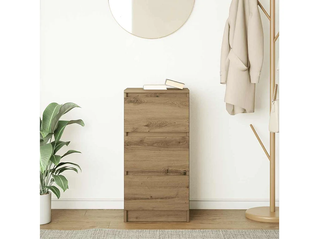 Buffet chêne artisanal 37,5x35x76 cm bois d'ingénierie