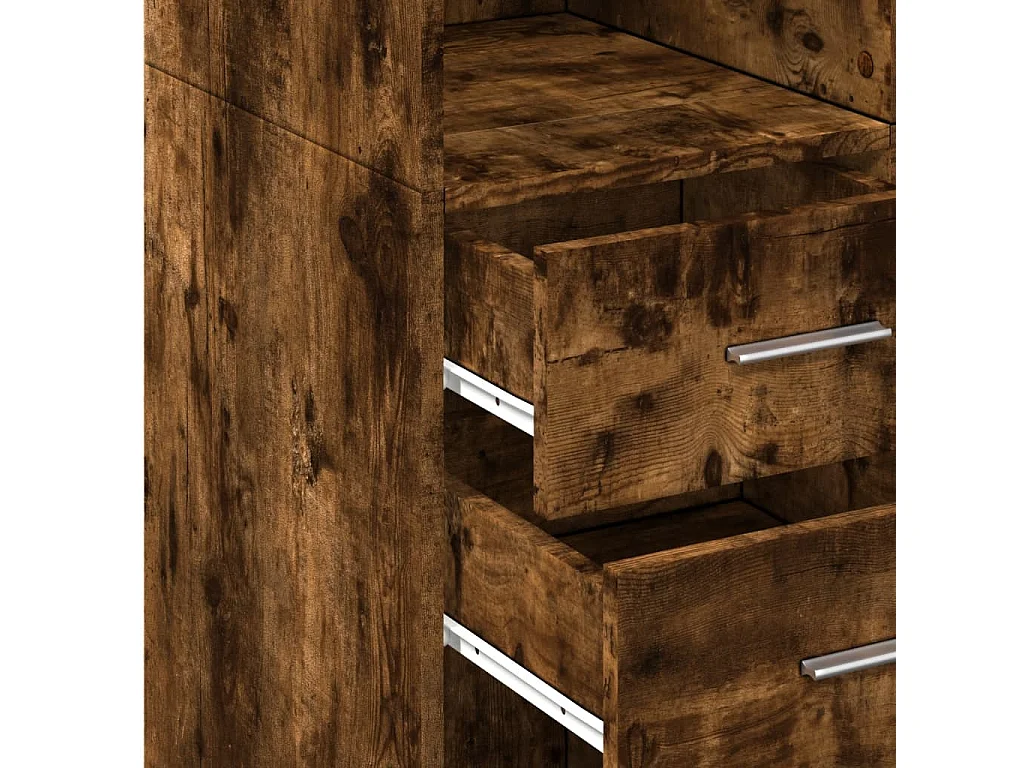 Buffet haut chêne fumé 70x42,5x185 cm bois d'ingénierie