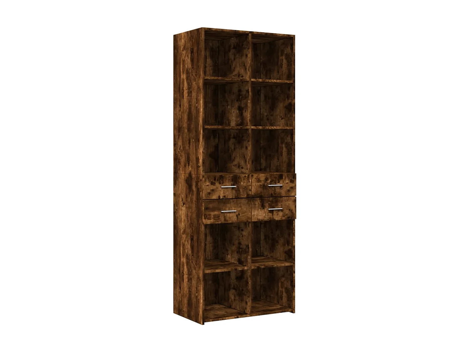 Buffet haut chêne fumé 70x42,5x185 cm bois d'ingénierie