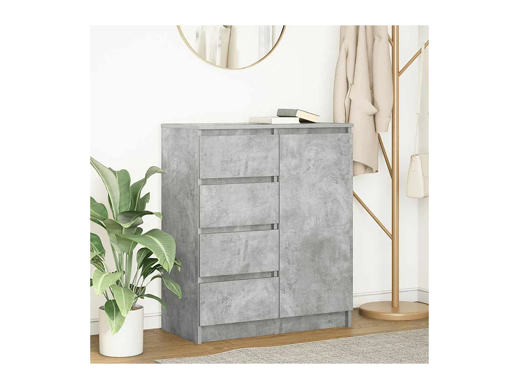 Buffet avec tiroirs gris béton 71x35x84 cm bois d'ingénierie