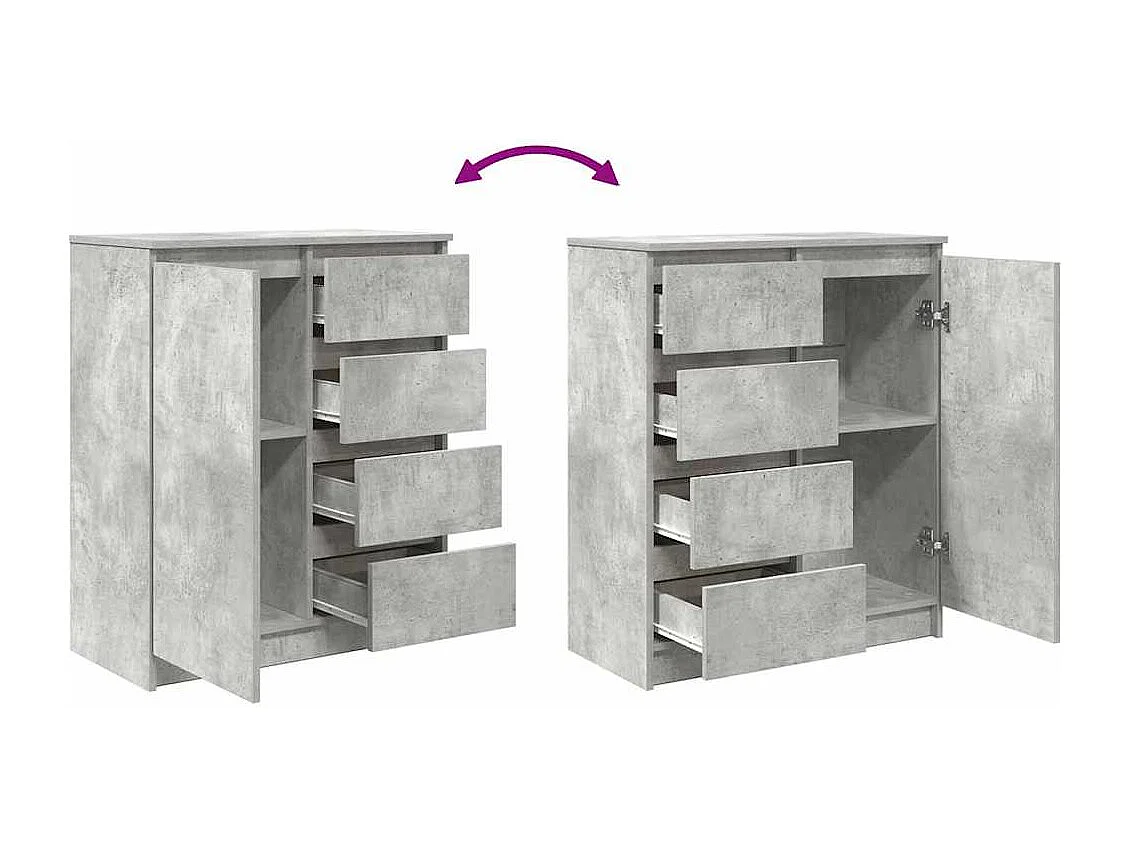 Buffet avec tiroirs gris béton 71x35x84 cm bois d'ingénierie