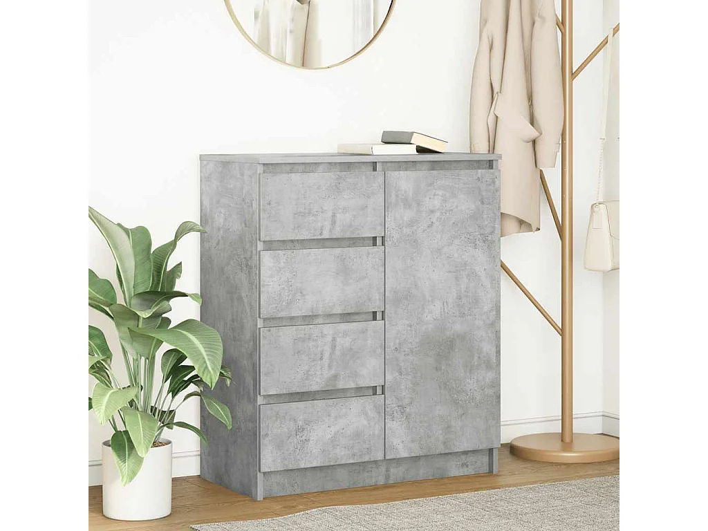 Buffet avec tiroirs gris béton 71x35x84 cm bois d'ingénierie