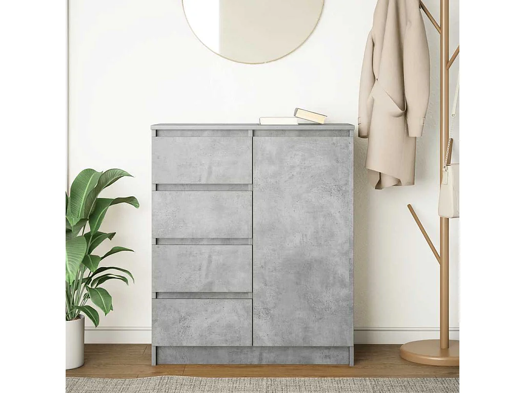 Buffet avec tiroirs gris béton 71x35x84 cm bois d'ingénierie