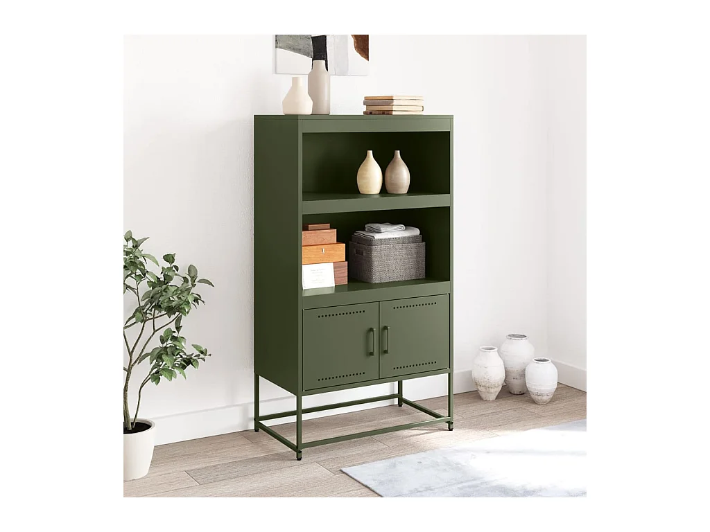 Buffet haut vert olive 68,5x38,5x123,5 cm acier