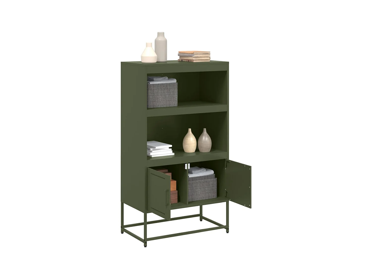 Buffet haut vert olive 68,5x38,5x123,5 cm acier