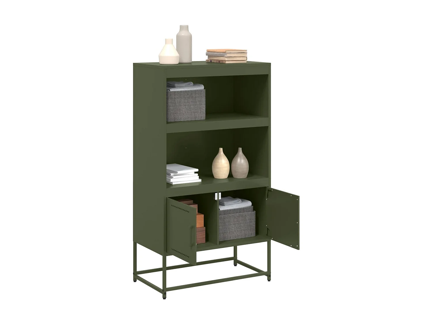 Buffet haut vert olive 68,5x38,5x123,5 cm acier