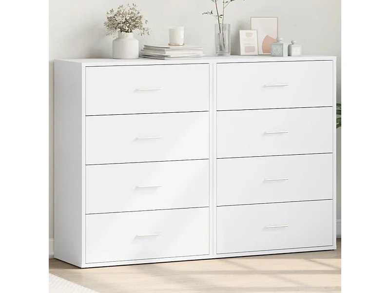 Buffets 2 pièces blanc 60x31x84 cm bois d'ingénierie