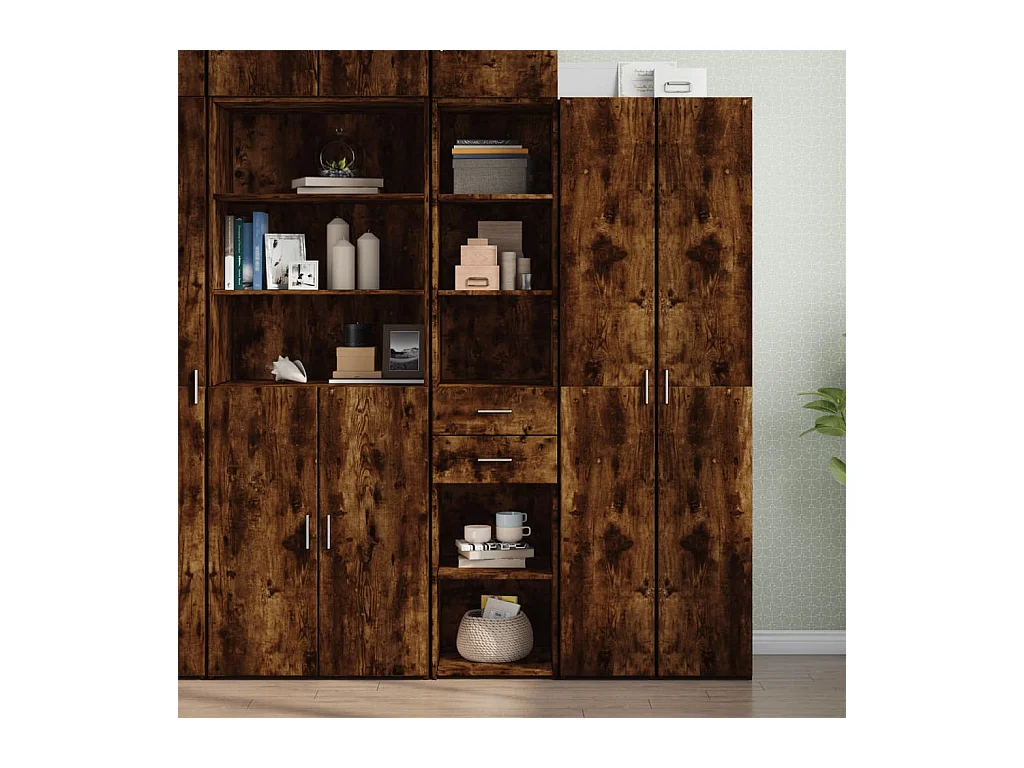 Buffet haut chêne fumé 40x42,5x185 cm bois d'ingénierie