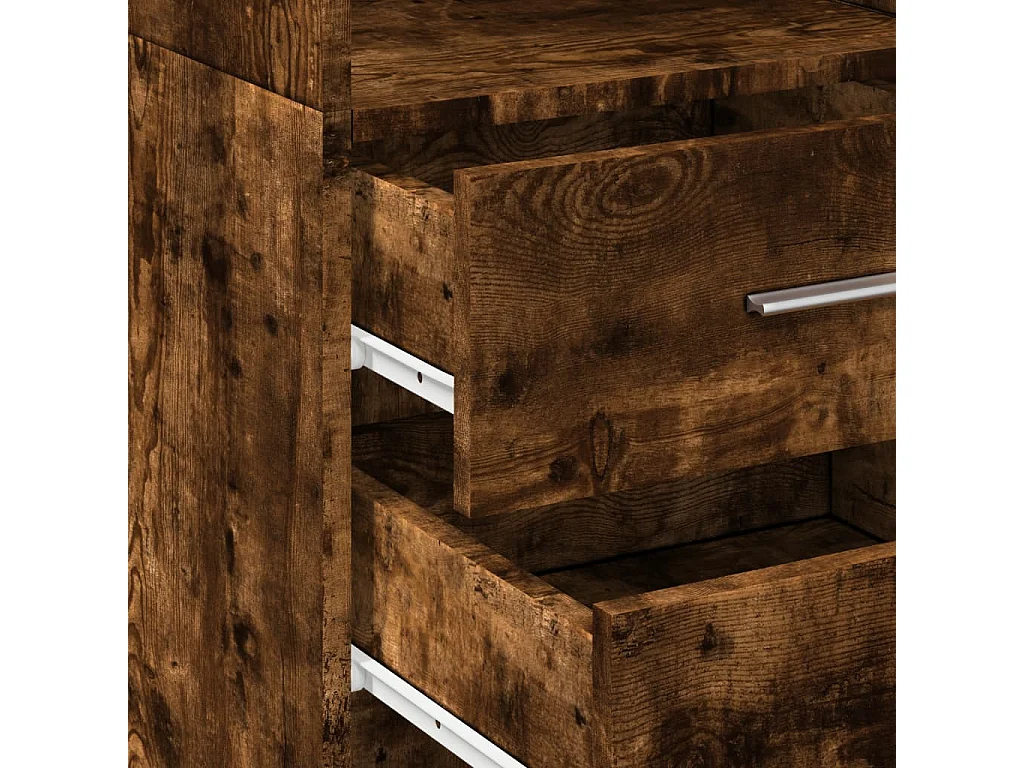 Buffet haut chêne fumé 40x42,5x185 cm bois d'ingénierie