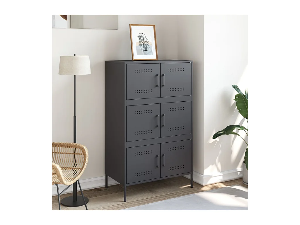 Buffet haut anthracite 68x39x113 cm acier