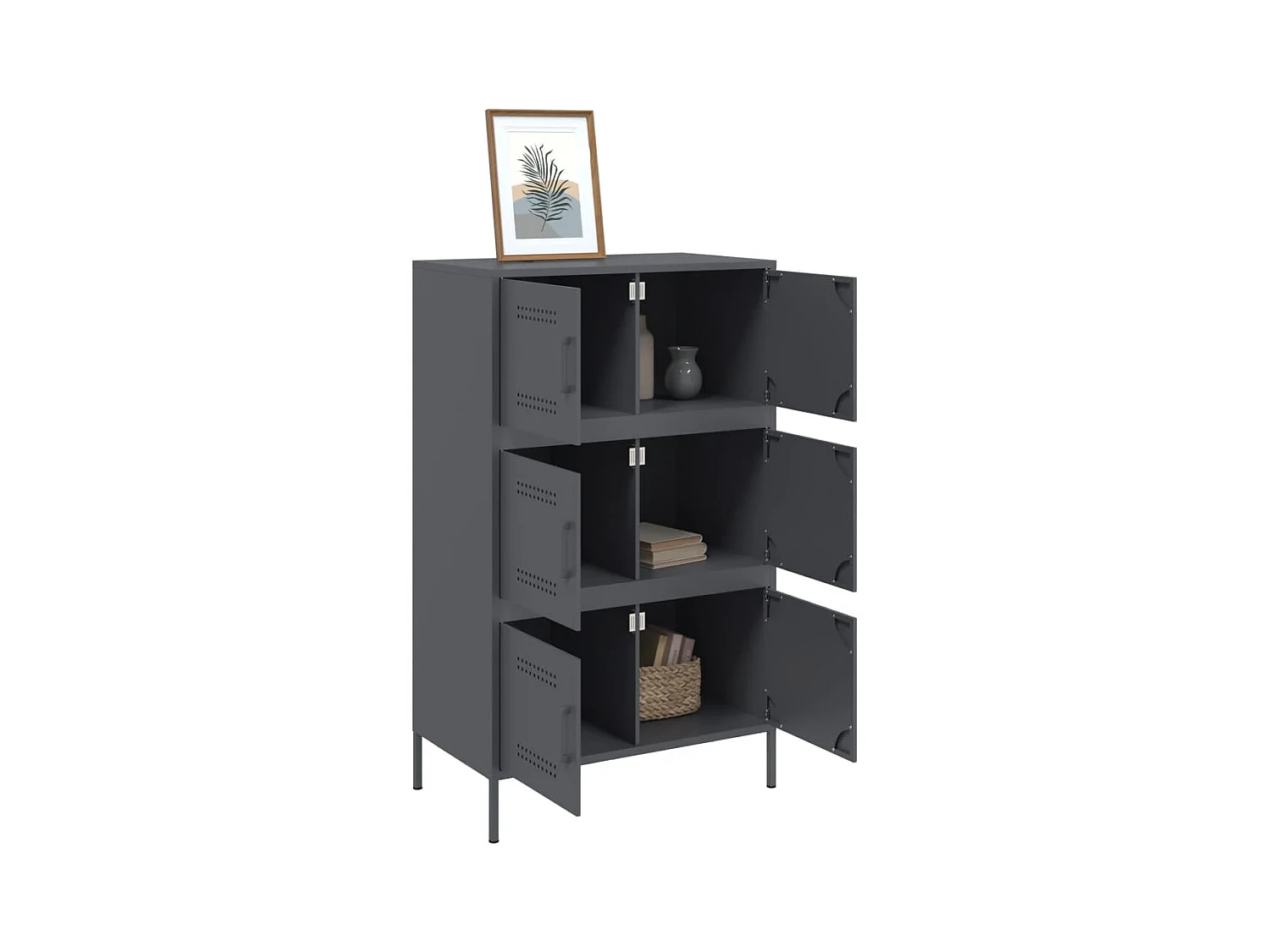 Buffet haut anthracite 68x39x113 cm acier