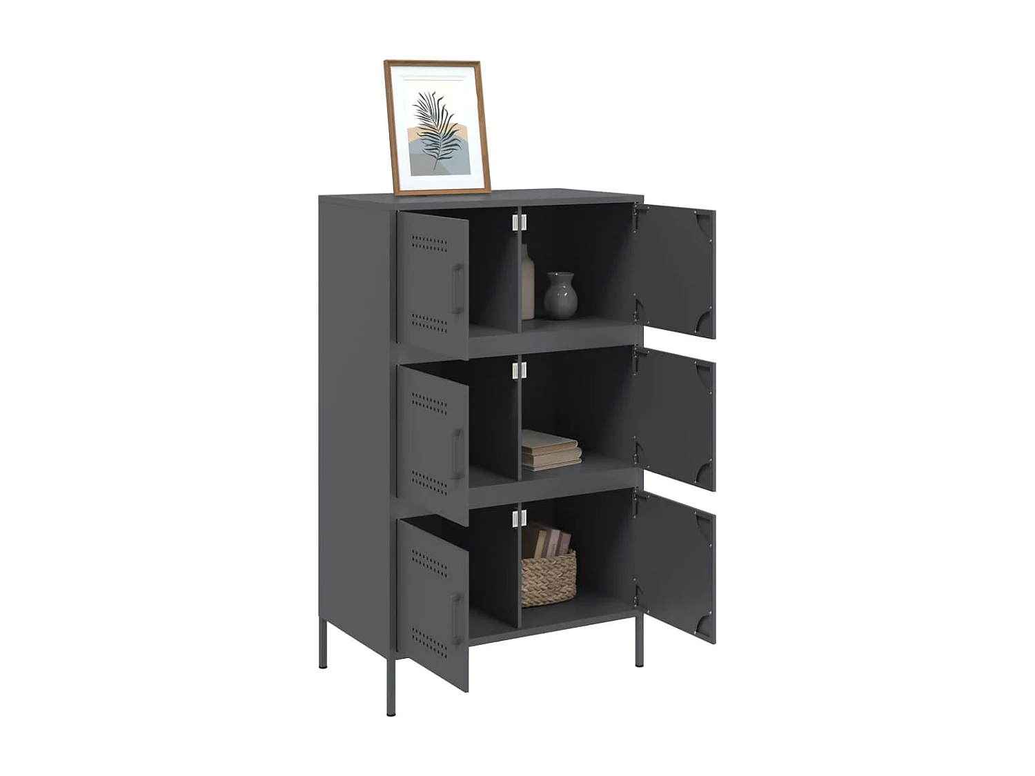 Buffet haut anthracite 68x39x113 cm acier