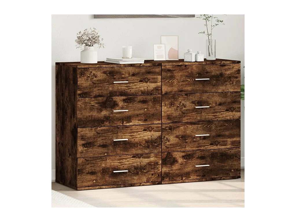 Buffets 2 pièces chêne fumé 60x39x80 cm bois d'ingénierie