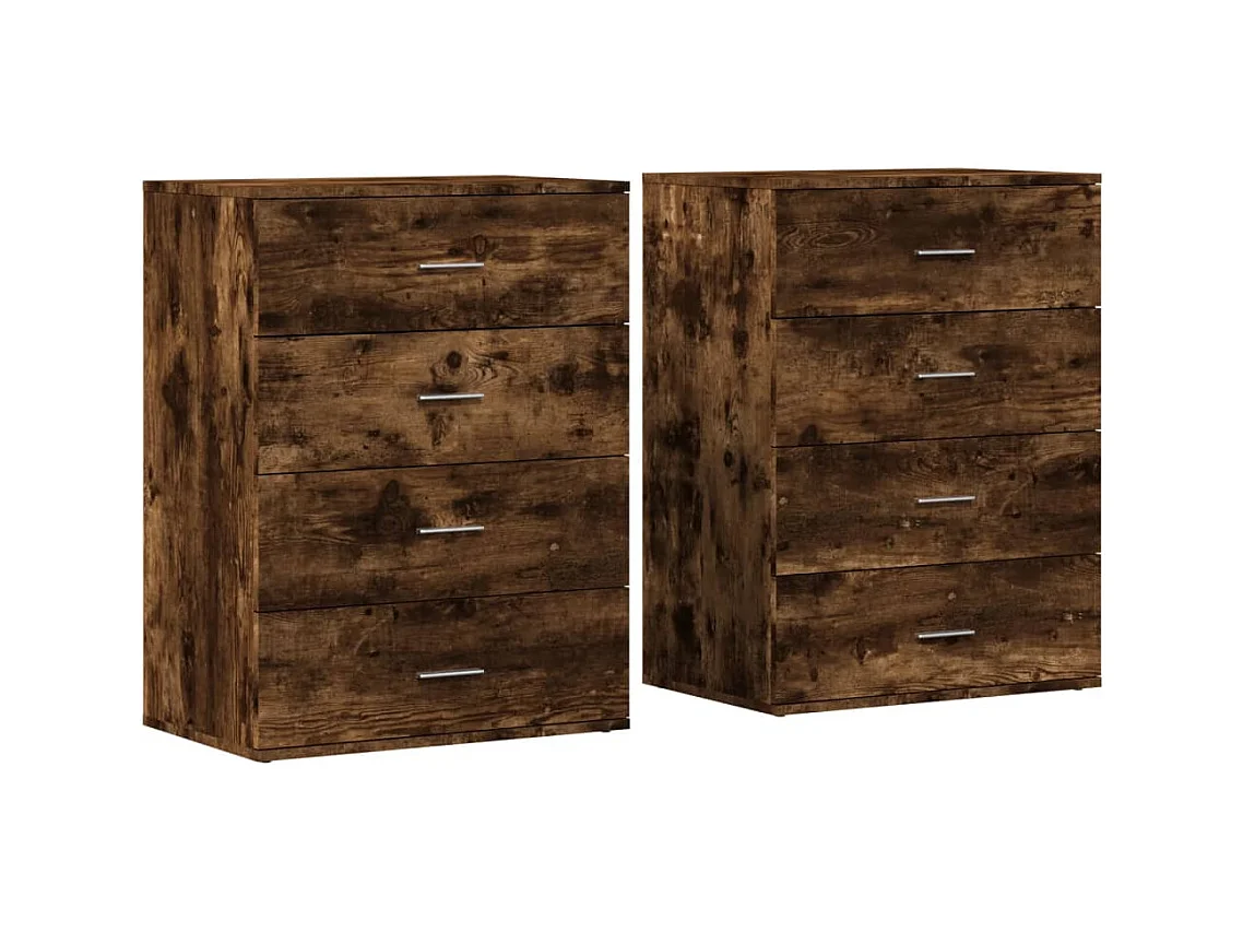 Buffets 2 pièces chêne fumé 60x39x80 cm bois d'ingénierie