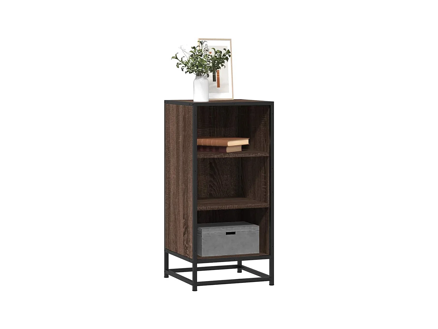 Buffet chêne marron 35,5x35x76 cm bois d'ingénierie et métal