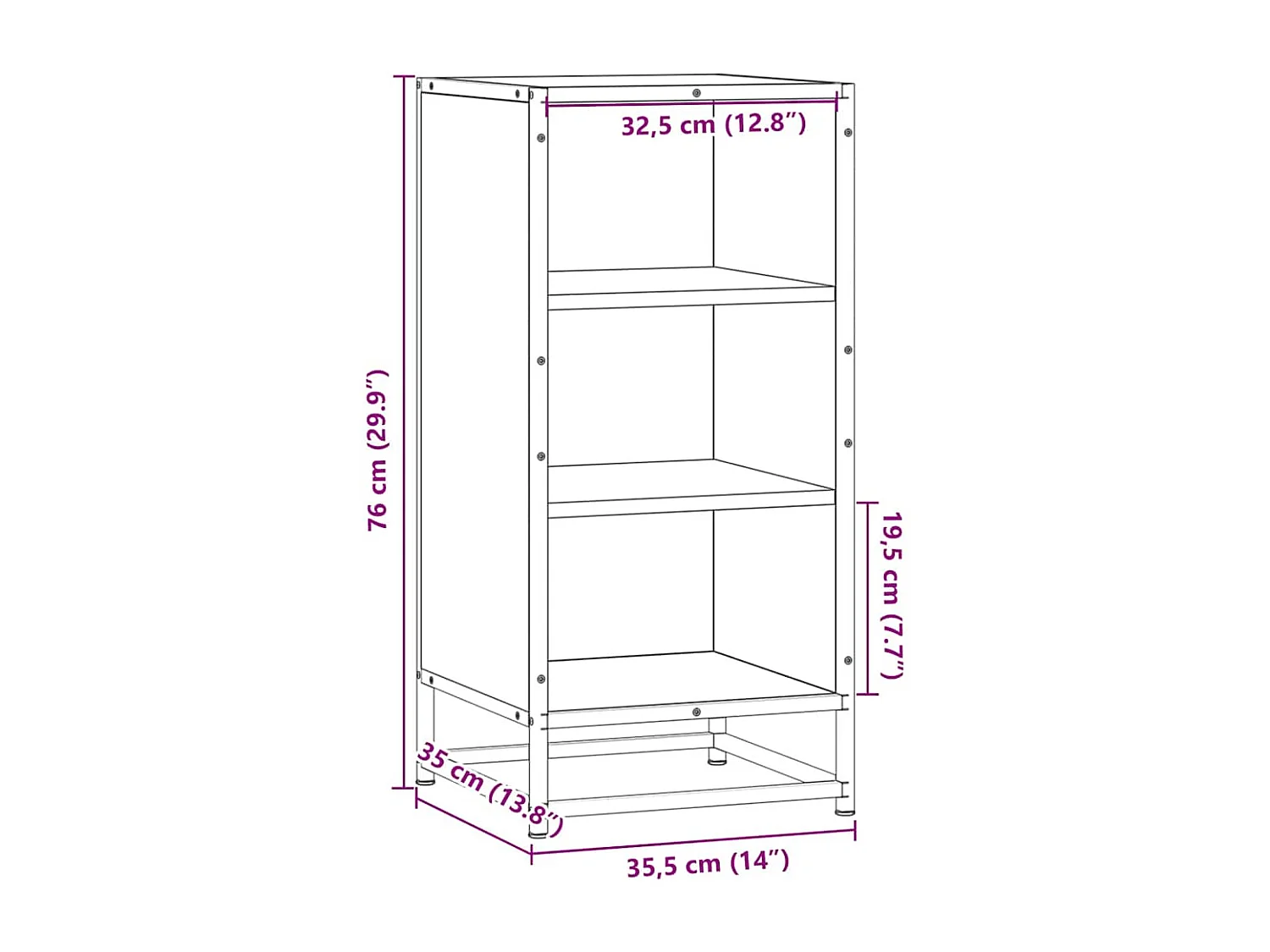 Buffet chêne marron 35,5x35x76 cm bois d'ingénierie et métal
