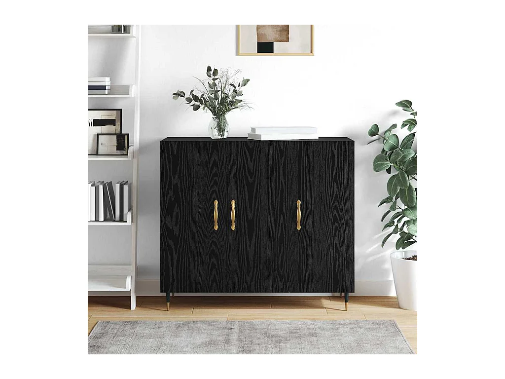 Buffet Noir 90 x 34 x 80 cm Bois d'ingénierie