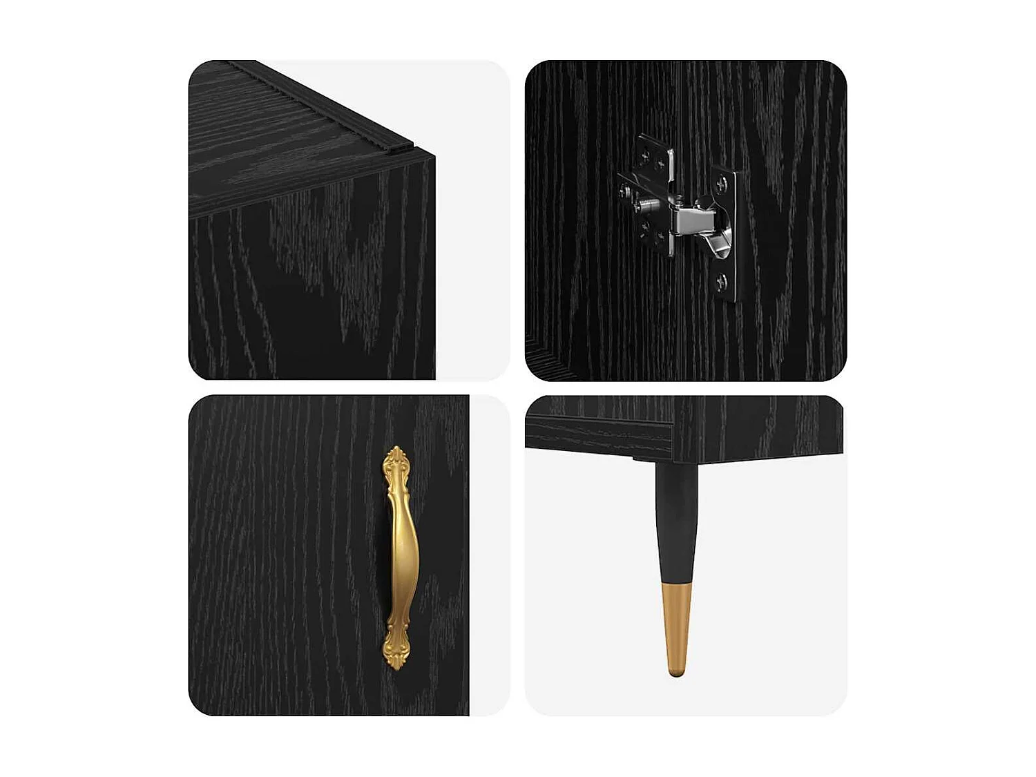 Buffet Noir 90 x 34 x 80 cm Bois d'ingénierie