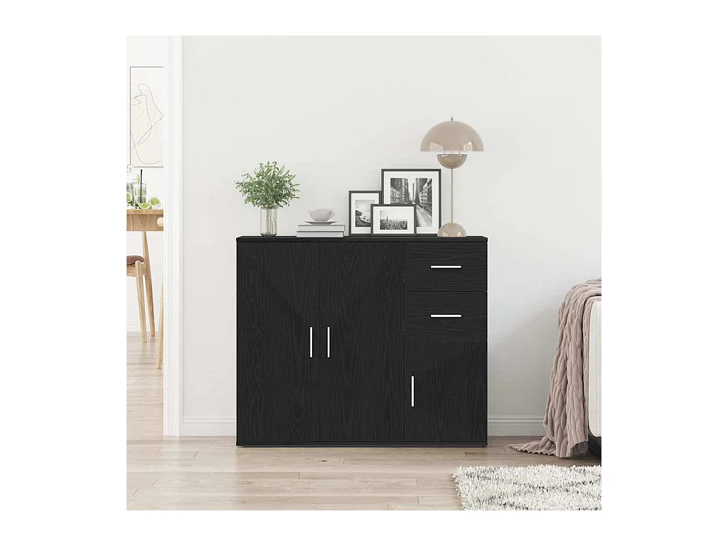 Buffet chêne noir 91x29,5x75 cm bois d'ingénierie