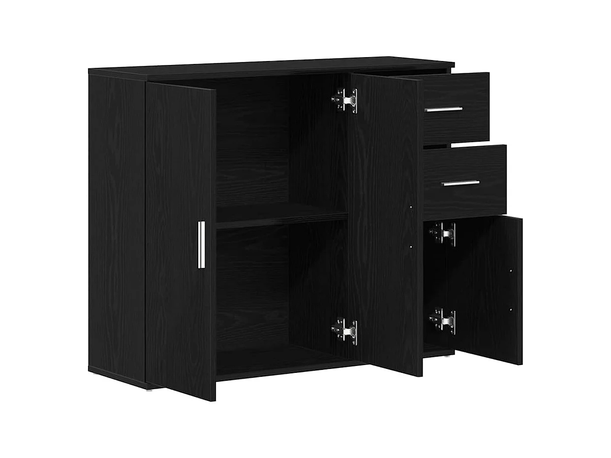 Buffet chêne noir 91x29,5x75 cm bois d'ingénierie