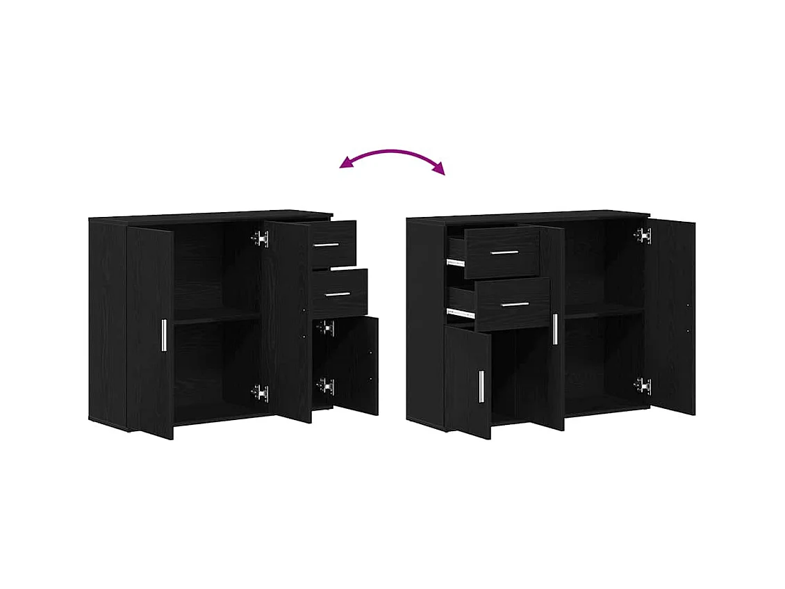 Buffet chêne noir 91x29,5x75 cm bois d'ingénierie