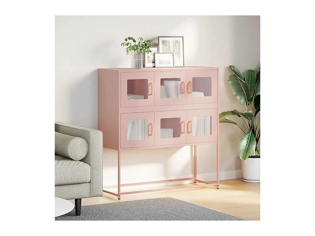 Dressoir 100,5x39x107 cm koudgewalst staal roze