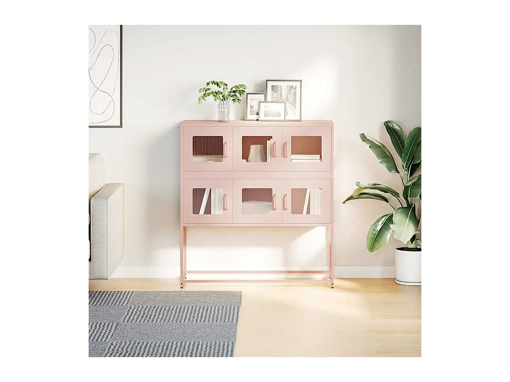 Dressoir 100,5x39x107 cm koudgewalst staal roze