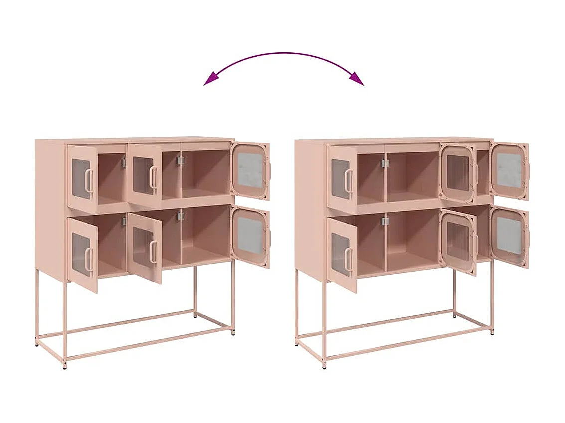 Dressoir 100,5x39x107 cm koudgewalst staal roze