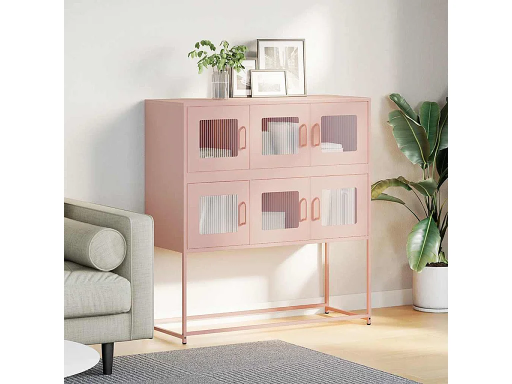 Buffet rose 100,5x39x107 cm acier laminé à froid