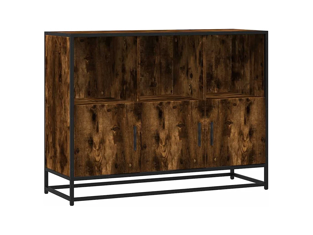 Buffet chêne fumé 100x35x76 cm bois d'ingénierie
